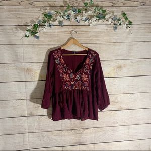 American Eagle Boho Burgundy Blouse